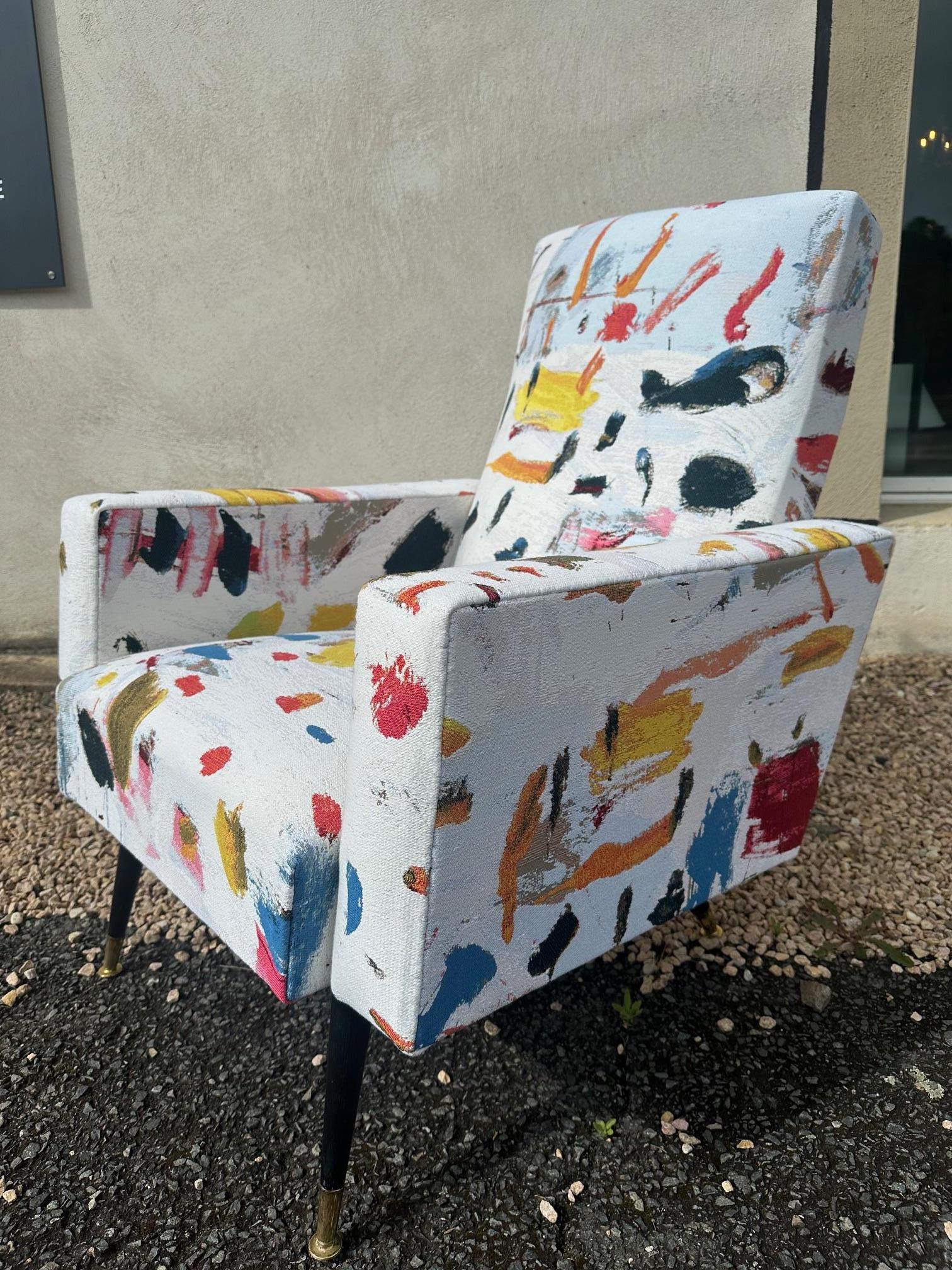 Mid-century French Vintage Upholstered Armchair, 1970s 1