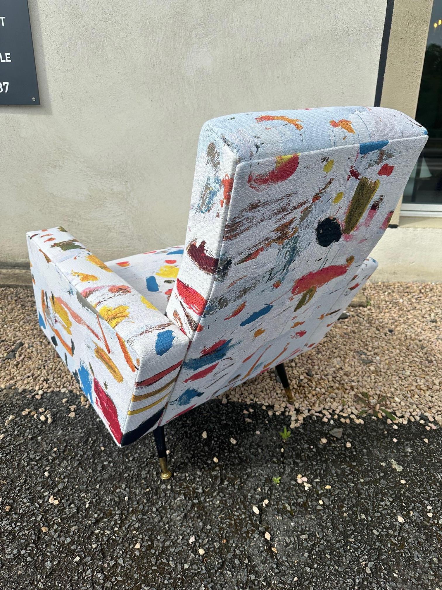 Mid-century French Vintage Upholstered Armchair, 1970s 4