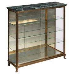 Vintage Mid-Century French Vitrine in Brass and Marble