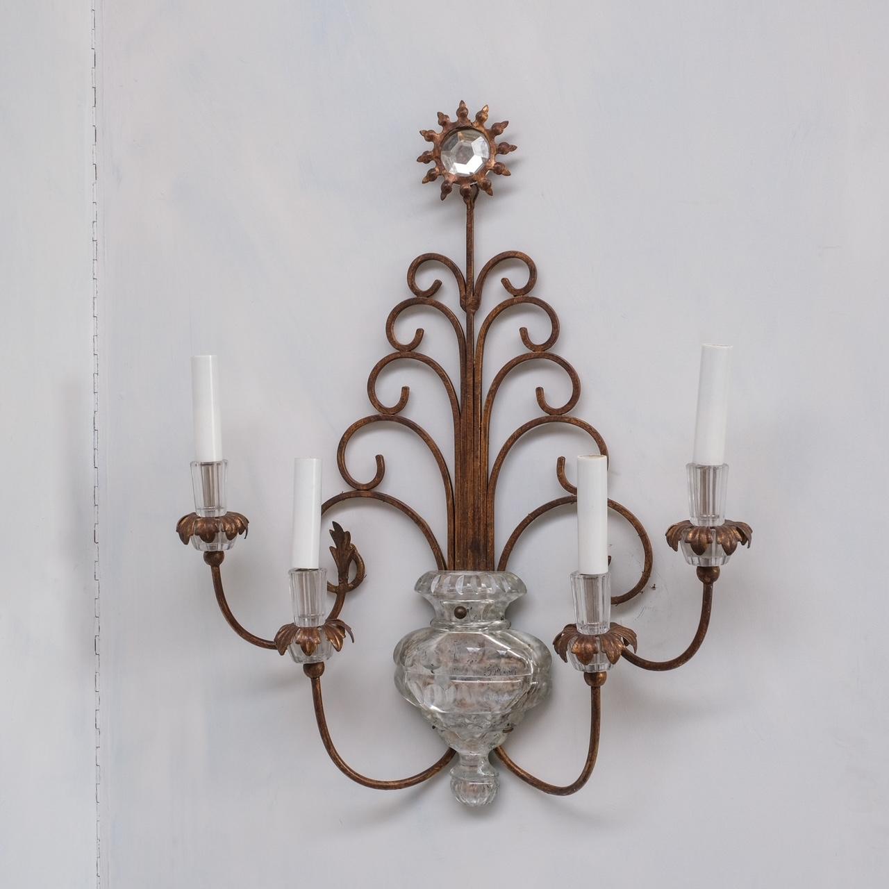 Mid-Century French Wall Lights in Manner of Maison Bagues 1