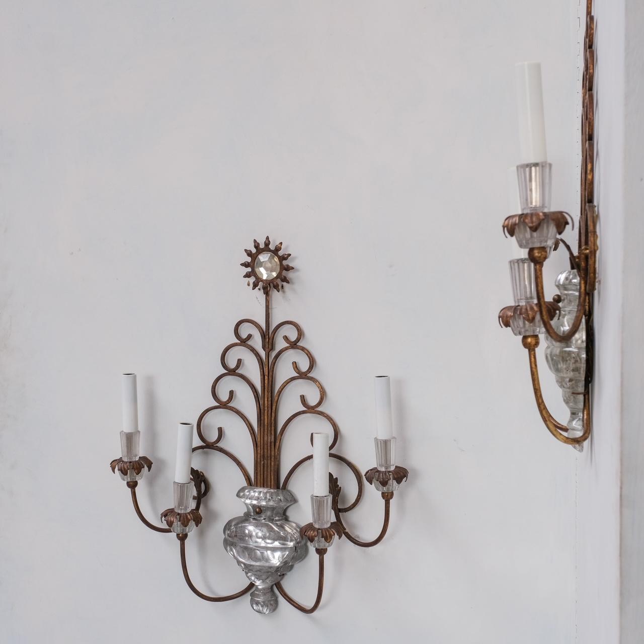 Mid-Century French Wall Lights in Manner of Maison Bagues 2