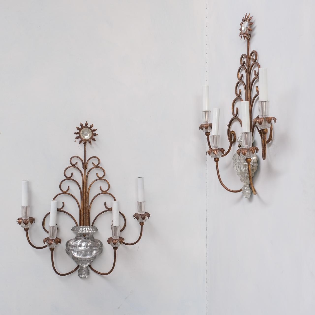 Mid-Century French Wall Lights in Manner of Maison Bagues 3