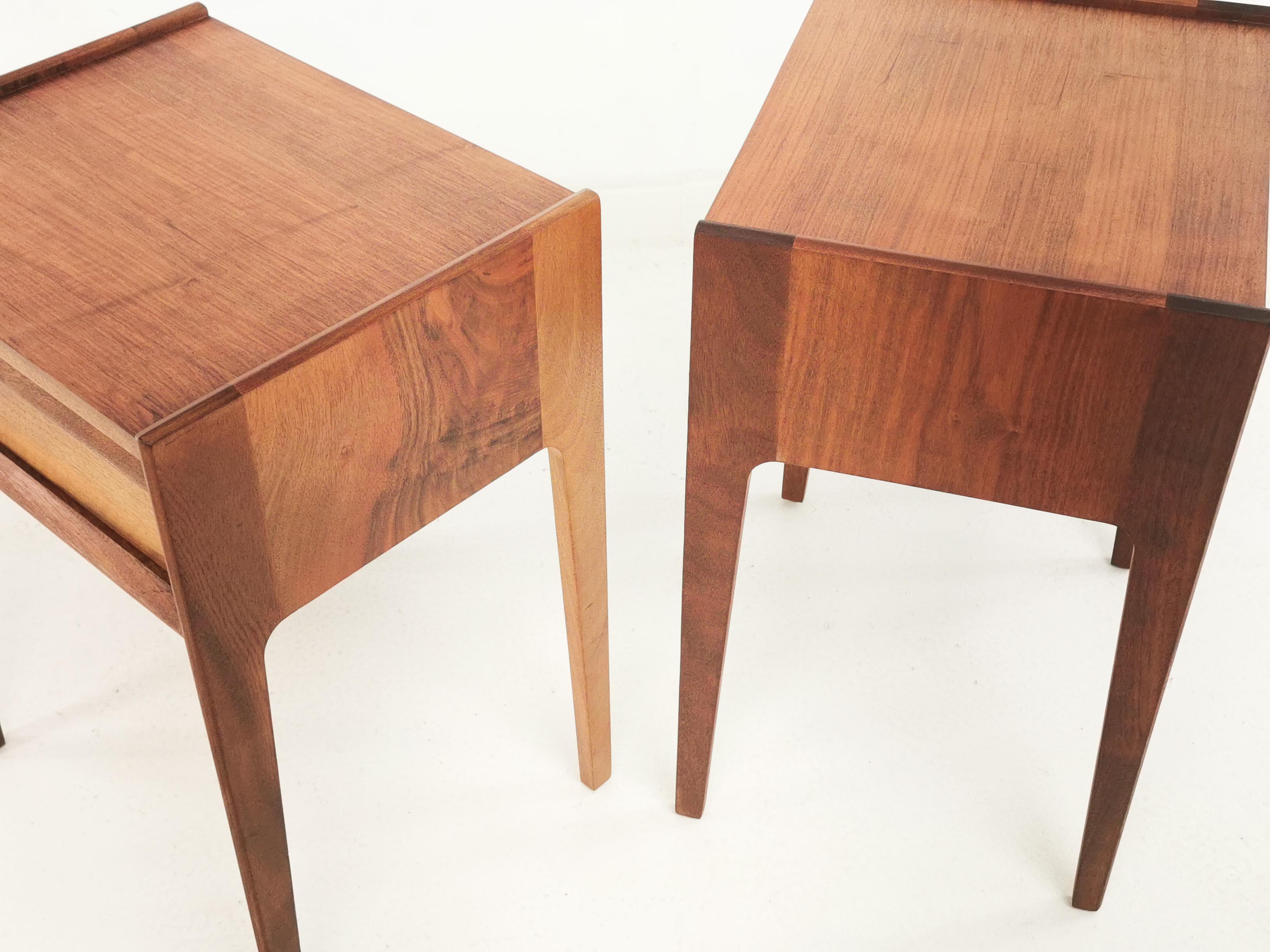 Mid-Century Modern Midcentury French Walnut Bedside Cabinets by John Herbert, 1960s
