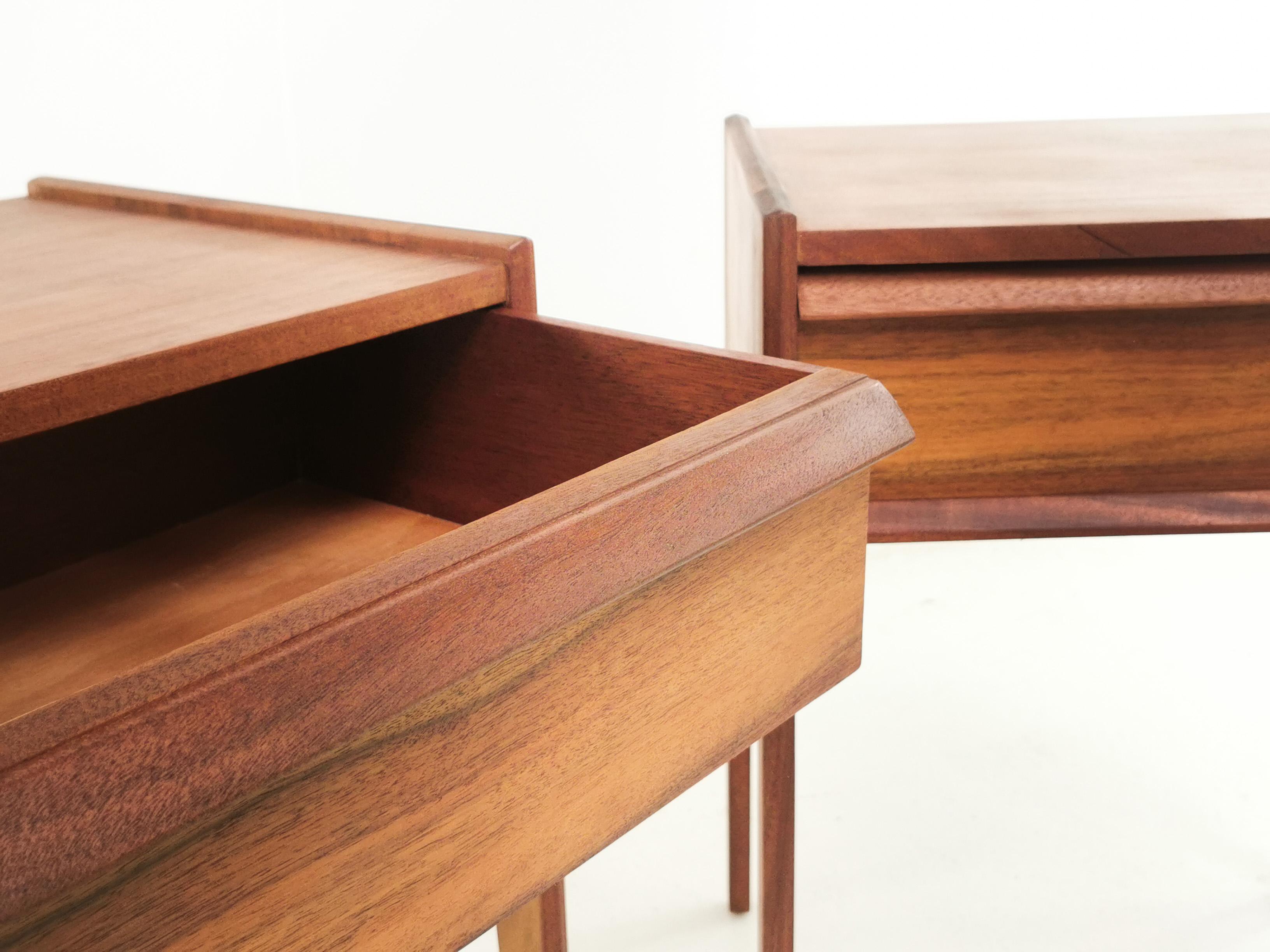 Midcentury French Walnut Bedside Cabinets by John Herbert, 1960s In Good Condition In STOKE ON TRENT, GB