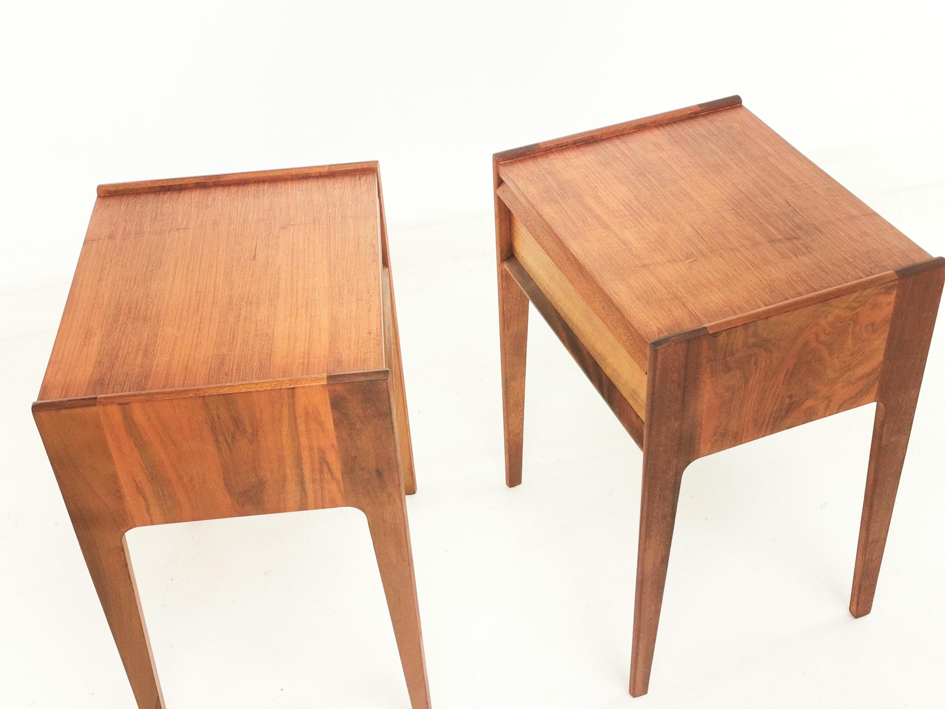 20th Century Midcentury French Walnut Bedside Cabinets by John Herbert, 1960s