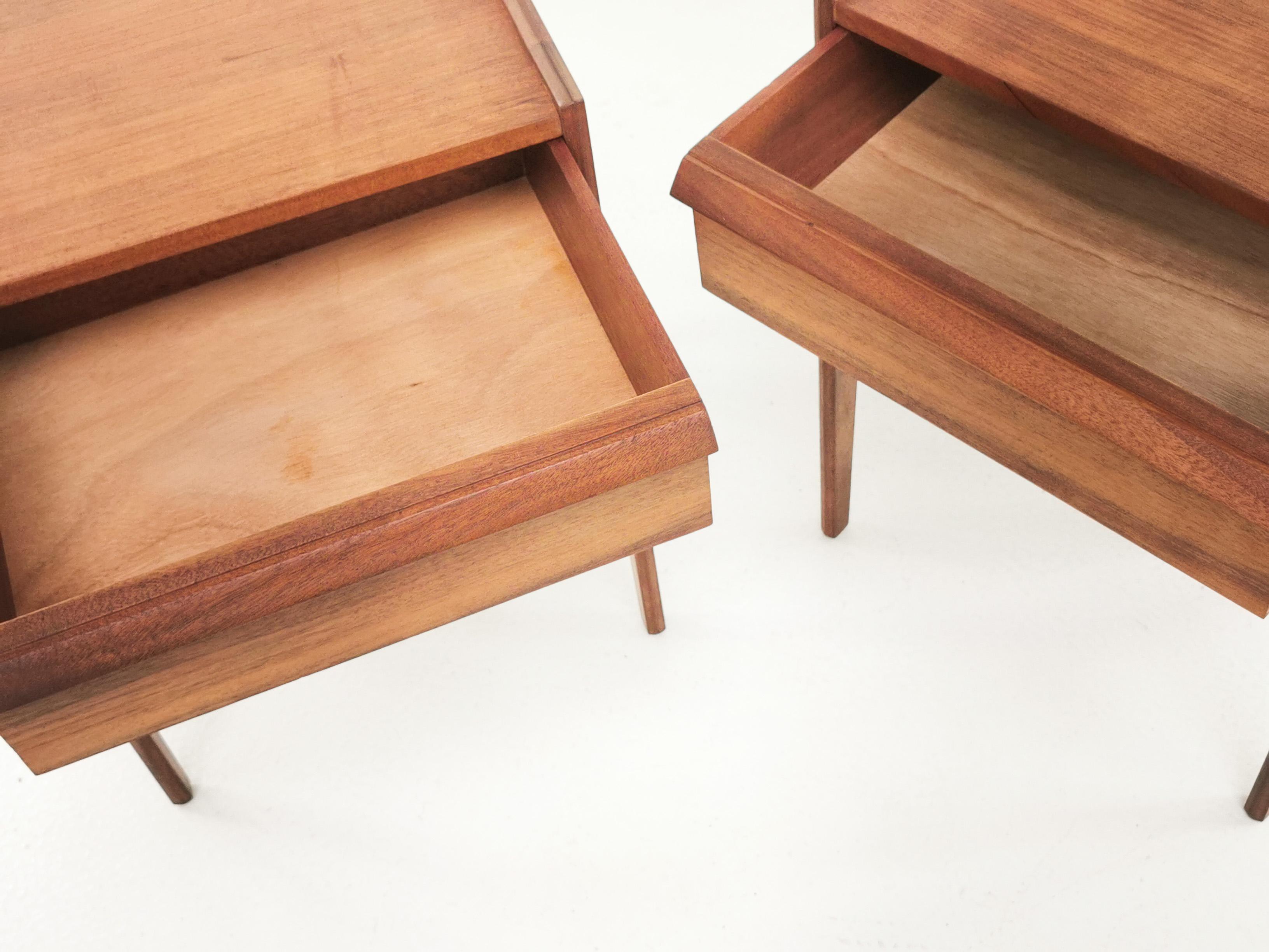Midcentury French Walnut Bedside Cabinets by John Herbert, 1960s 1