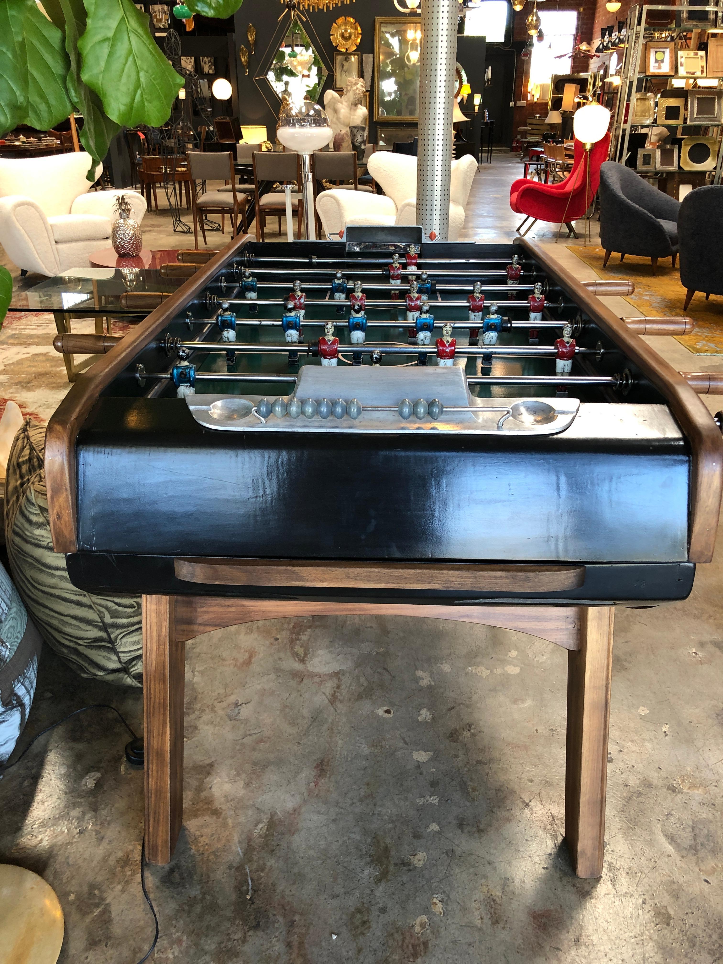 Midcentury French Walnut Foosball Table In Excellent Condition In Los Angeles, CA