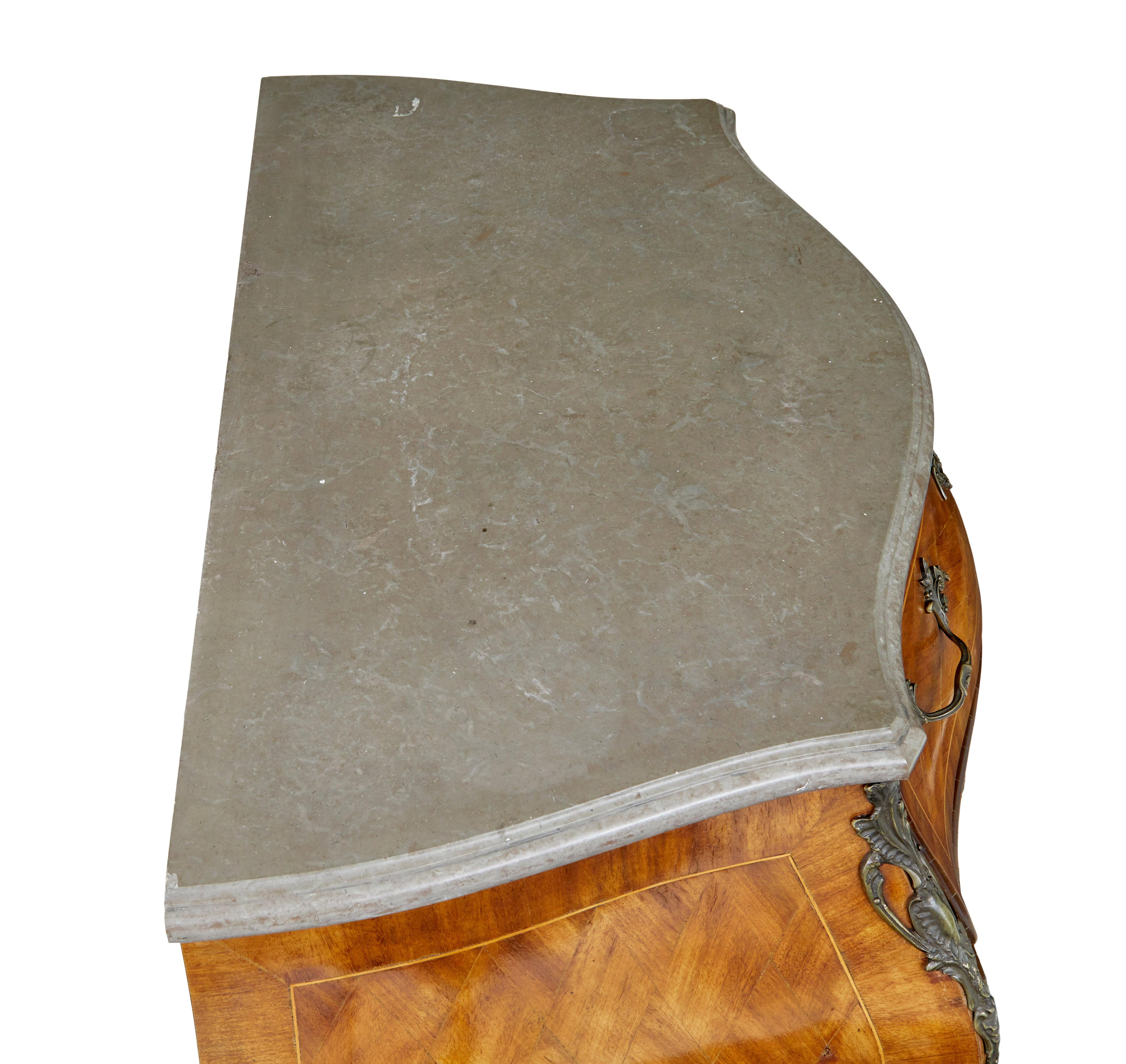 20th Century Mid century French walnut marble-top commode For Sale