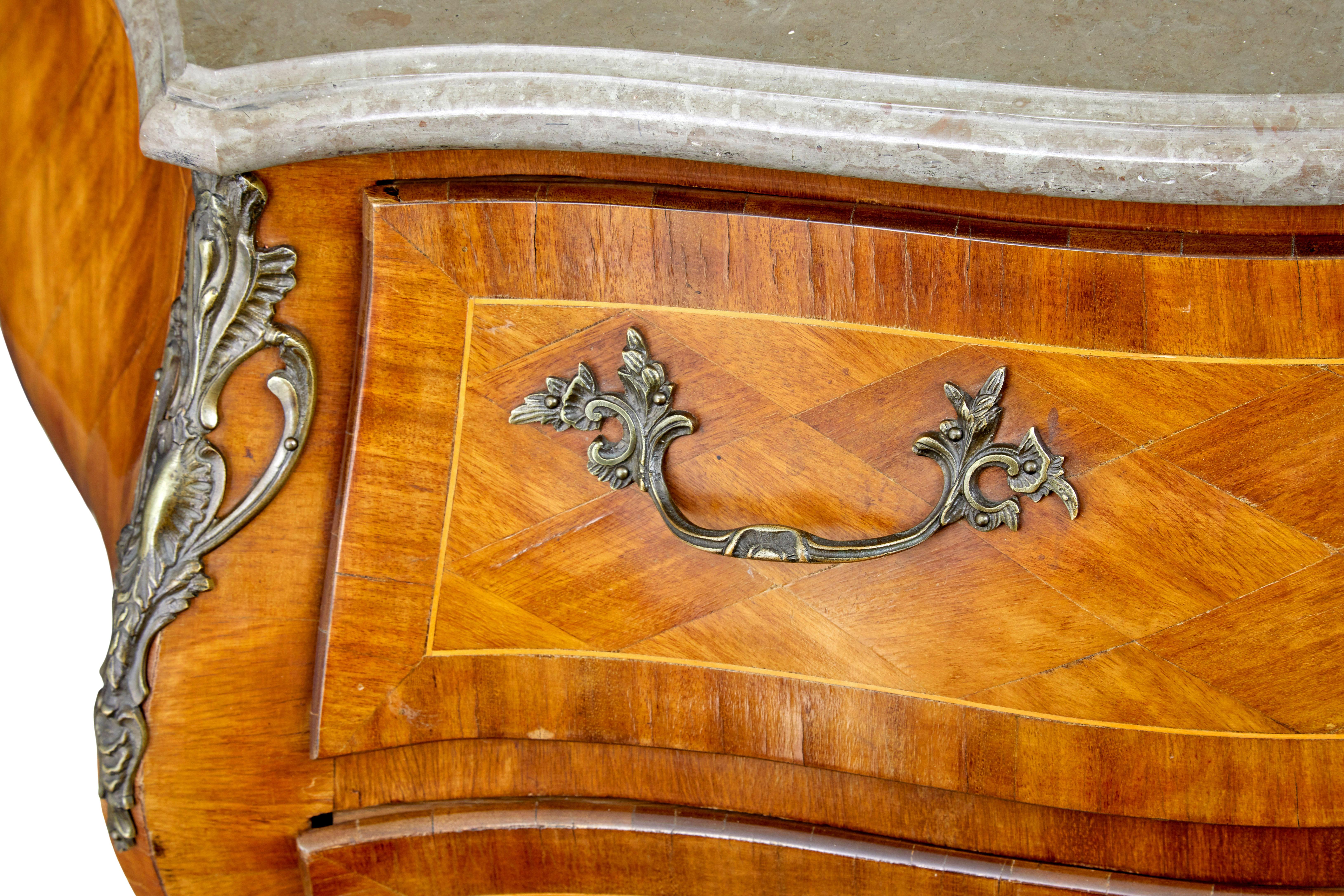 Mid century French walnut marble-top commode For Sale 1