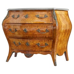 Mid century French walnut marble-top commode