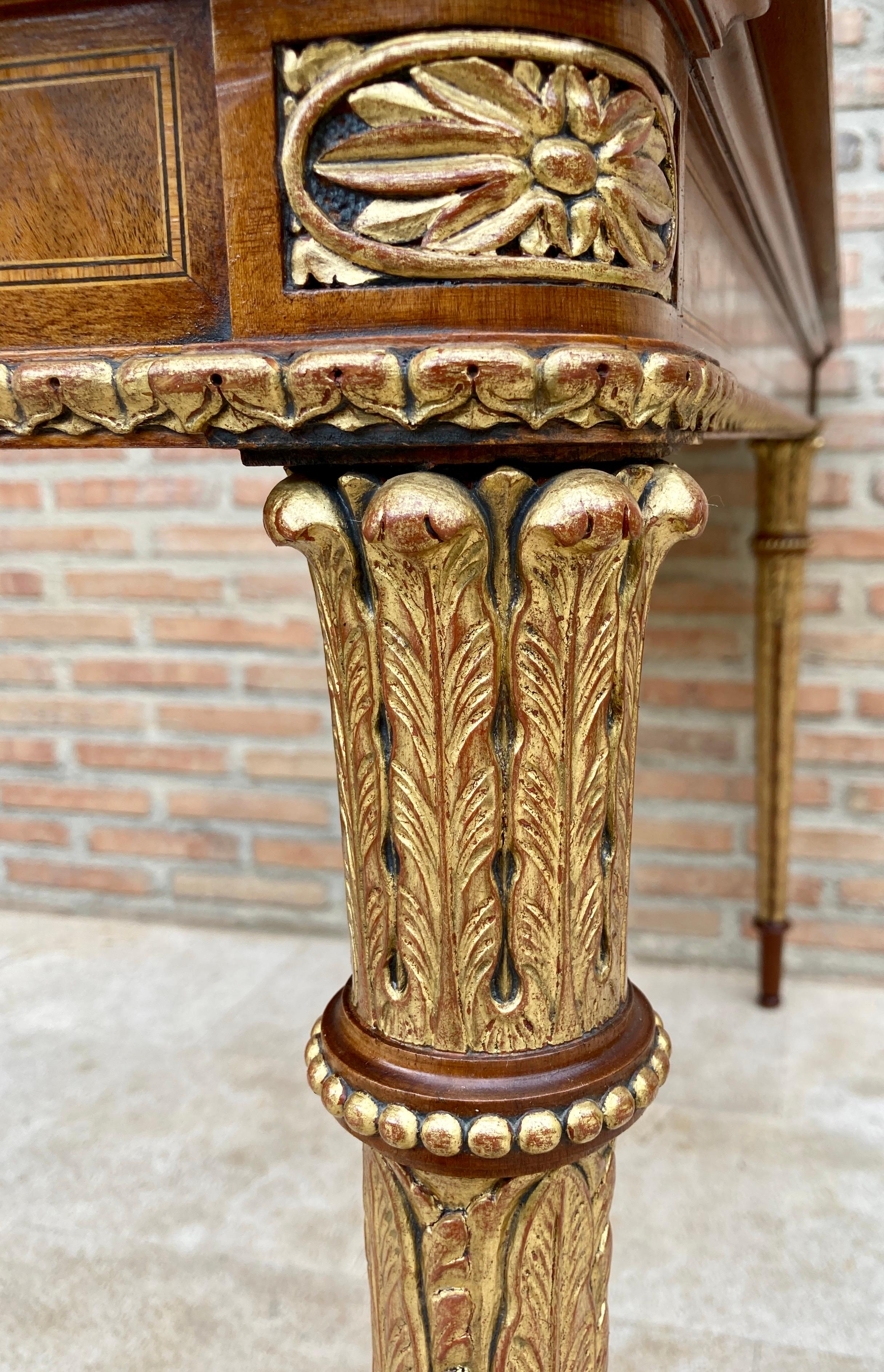 Mid-Century French Walnut & Oak Veneer Console Table, 1960s For Sale 9