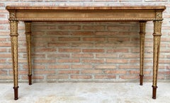 Mid-Century French Walnut & Oak Veneer Console Table, 1960s