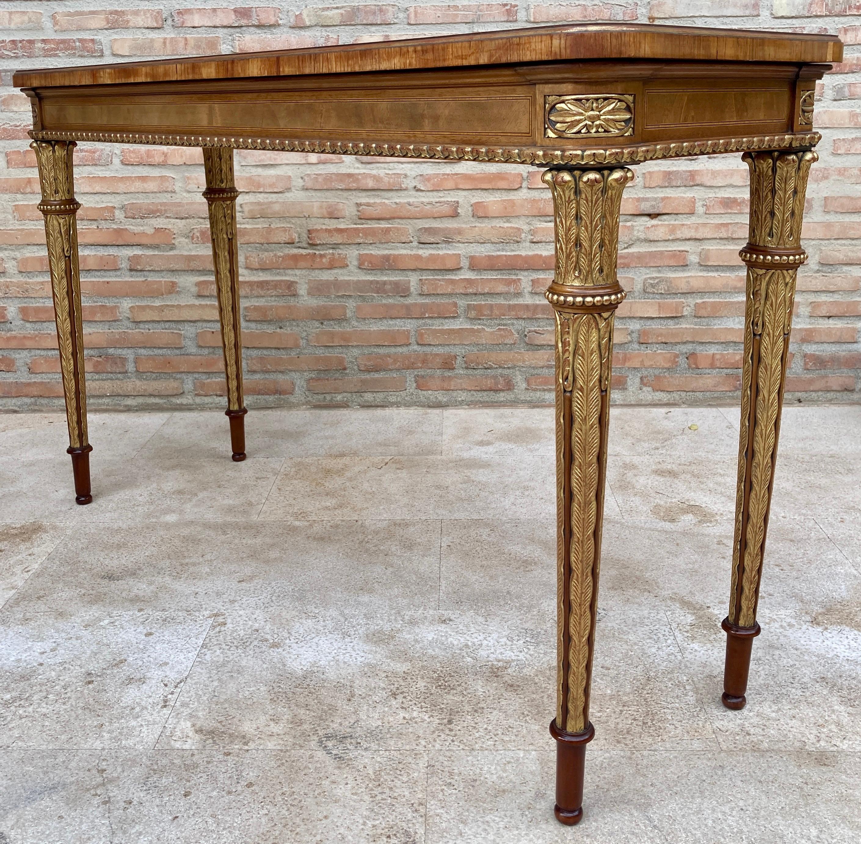 Mid-Century French Walnut & Oak Veneer Console Table, 1960s In Good Condition For Sale In Miami, FL