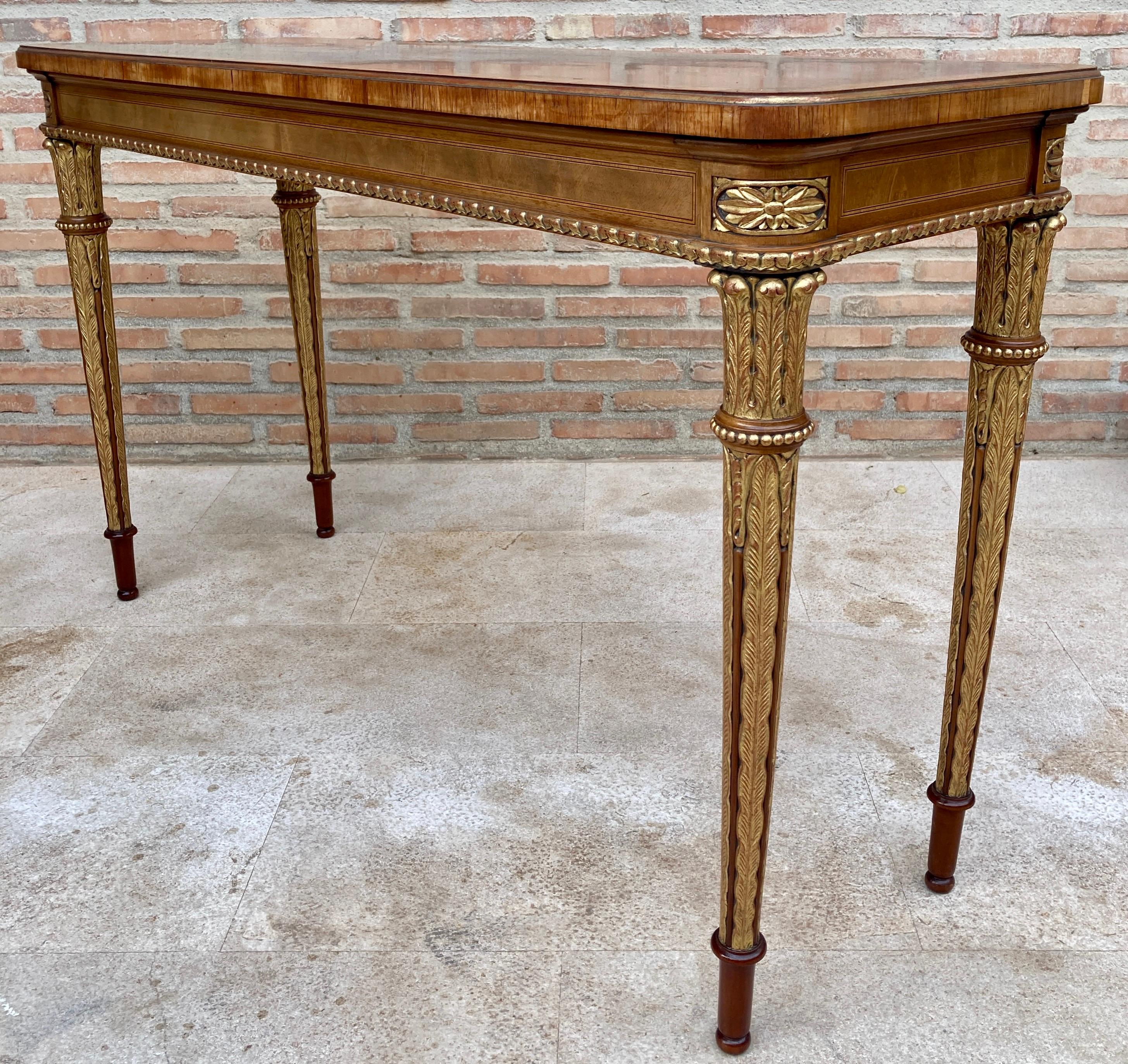 19th Century Mid-Century French Walnut & Oak Veneer Console Table, 1960s For Sale