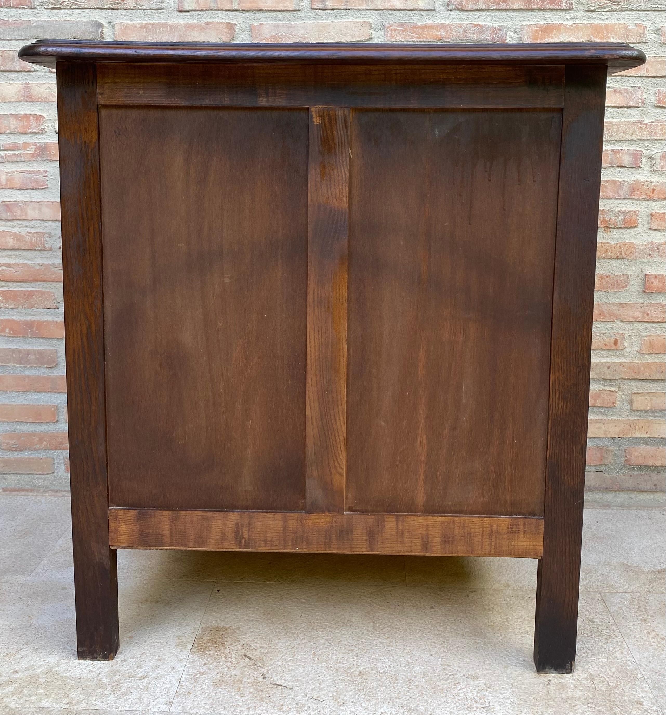 Mid-Century French Walnut Side Table with One Drawer and Double Door, 1950s For Sale 8