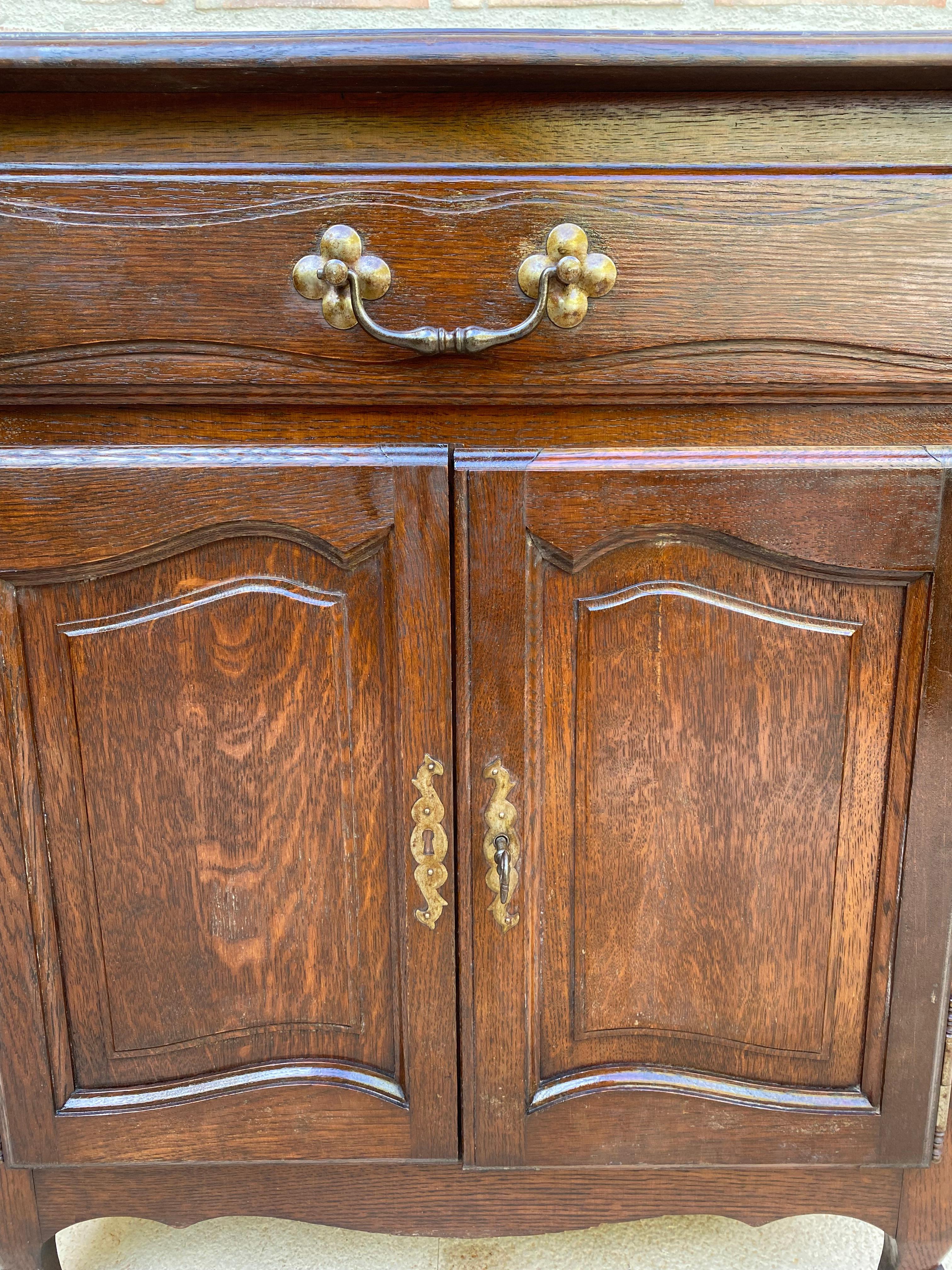 Mid-Century French Walnut Side Table with One Drawer and Double Door, 1950s For Sale 10