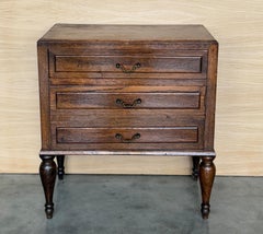 Mid-Century French Walnut Side Table with One Drawer and Hidden Door, 1950s