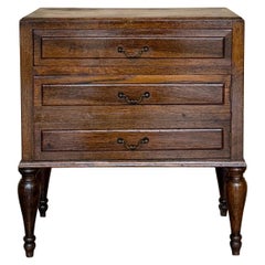 Mid-Century French Walnut Side Table with One Drawer and Hidden Door, 1950s