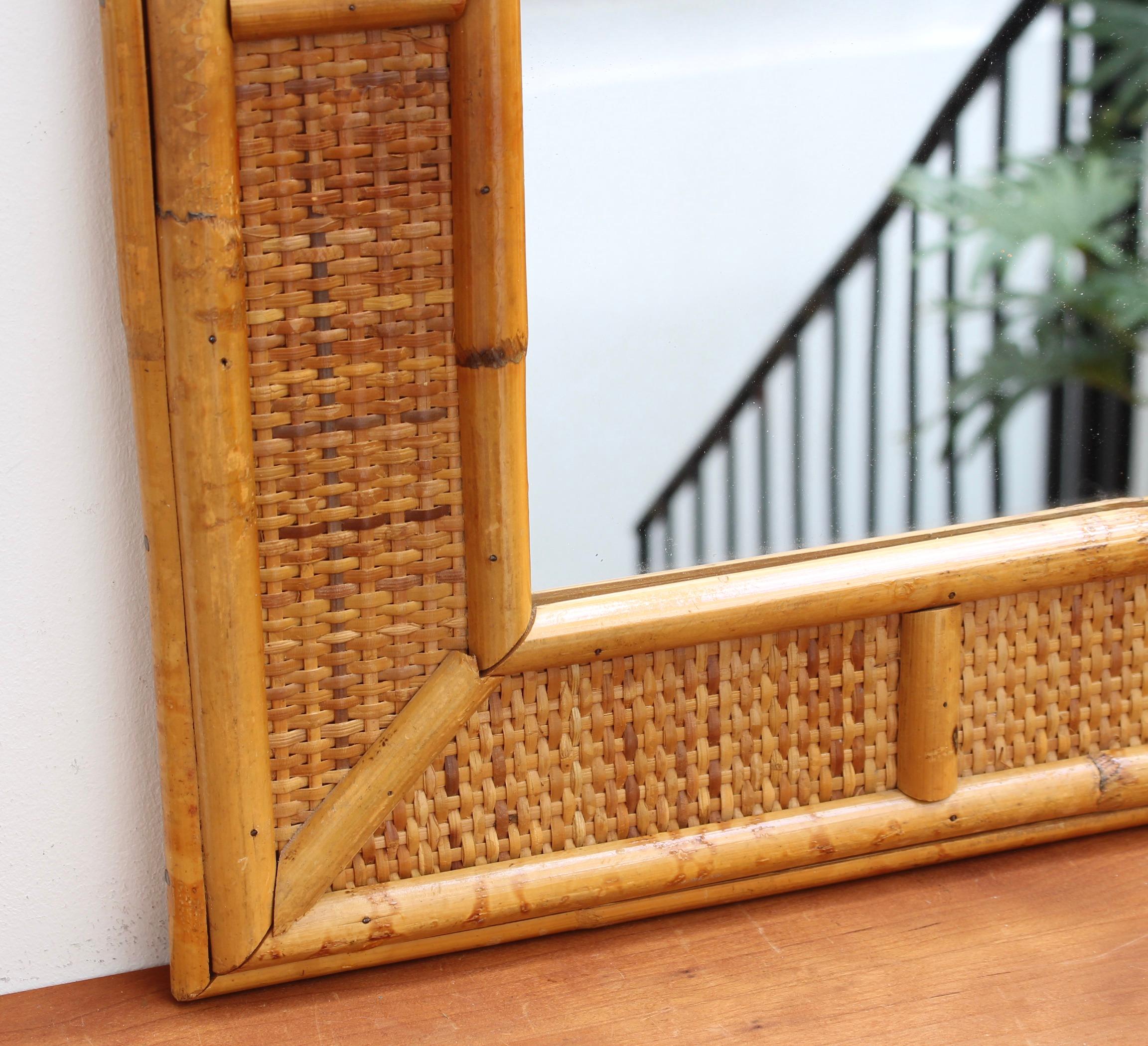Mid-Century French Wicker and Rattan Wall Mirror, 'circa 1960s' 1