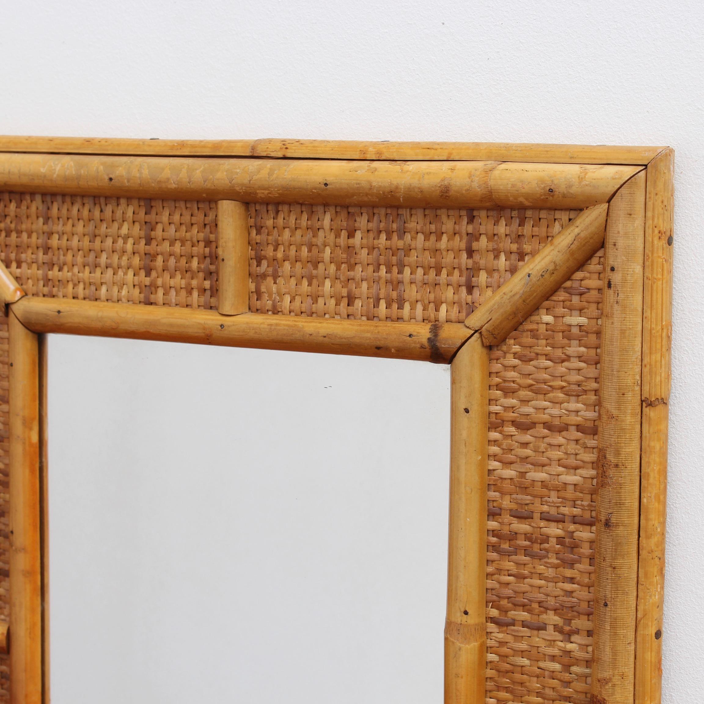Mid-Century French Wicker and Rattan Wall Mirror, 'circa 1960s' 2
