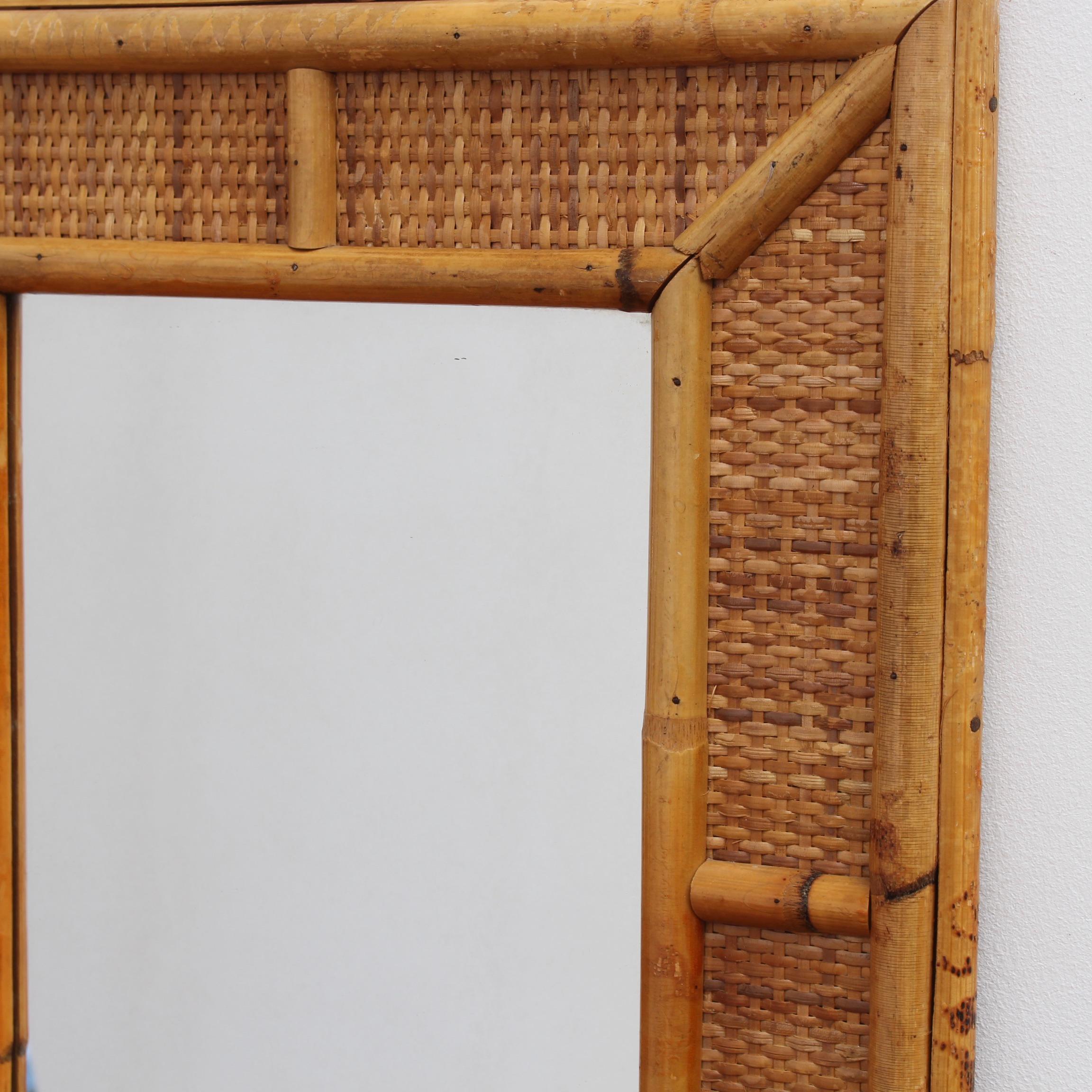 Mid-Century French Wicker and Rattan Wall Mirror, 'circa 1960s' 3