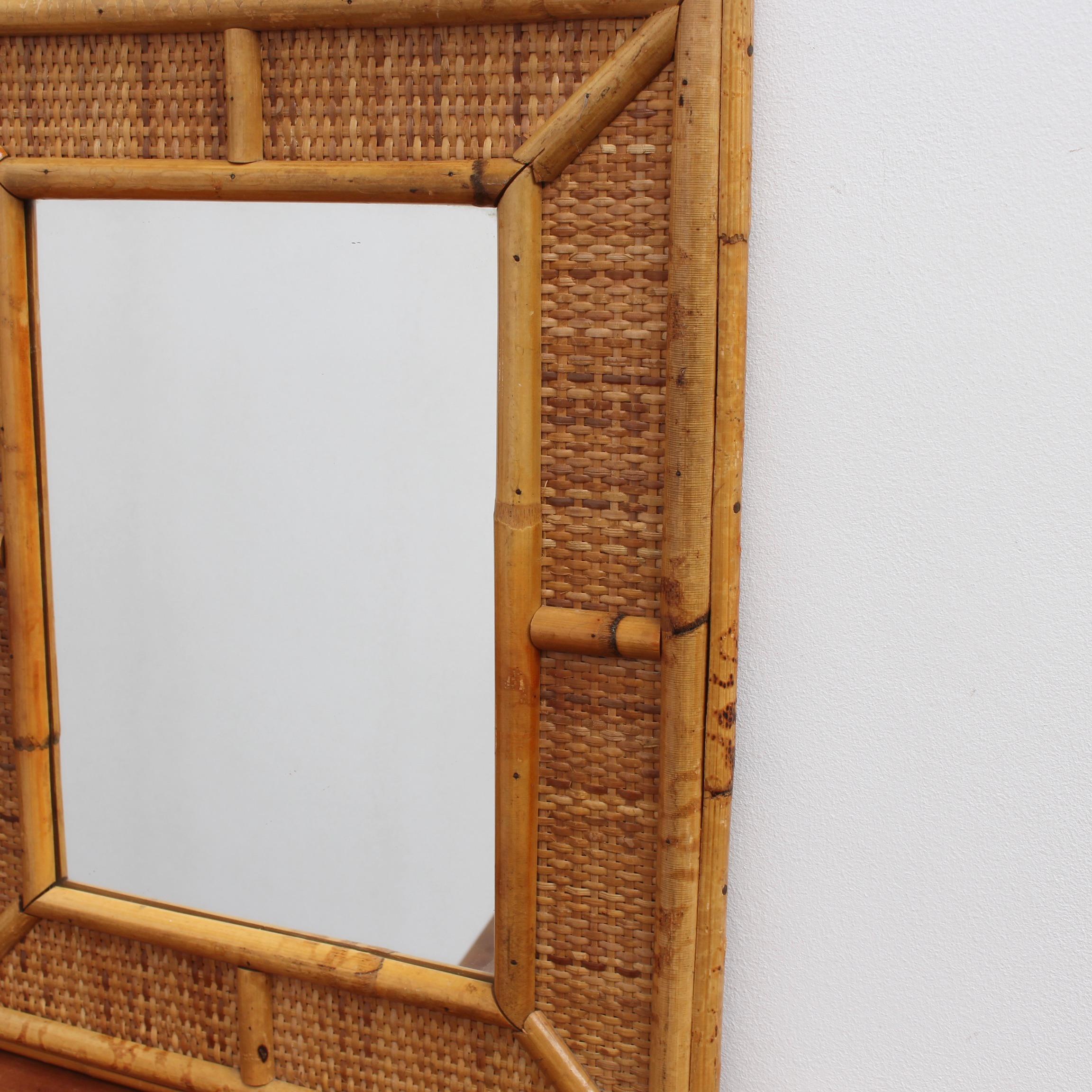 Mid-Century French Wicker and Rattan Wall Mirror, 'circa 1960s' 5