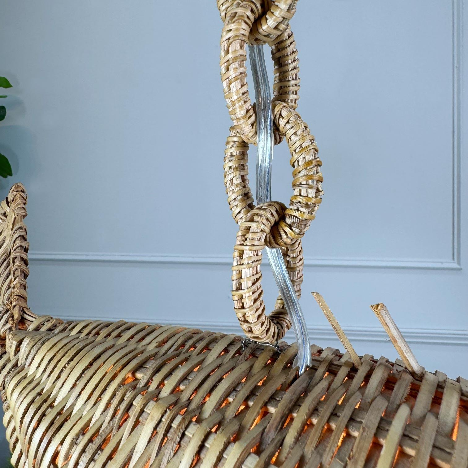 Mid Century French Wicker Fish Ceiling Light For Sale 5