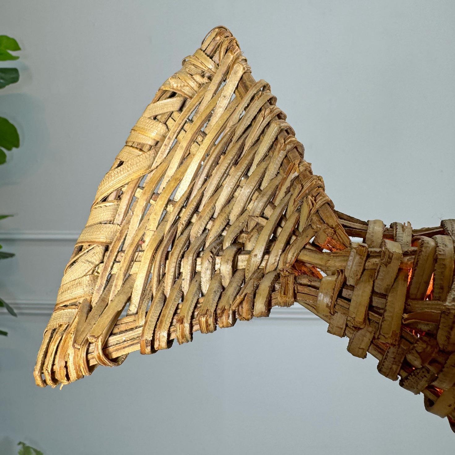 Mid Century French Wicker Fish Ceiling Light For Sale 2