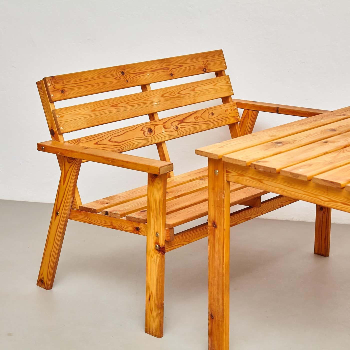 Table de salle à manger en bois français du milieu du siècle (ensemble assorti disponible), circa 1960 en vente 3