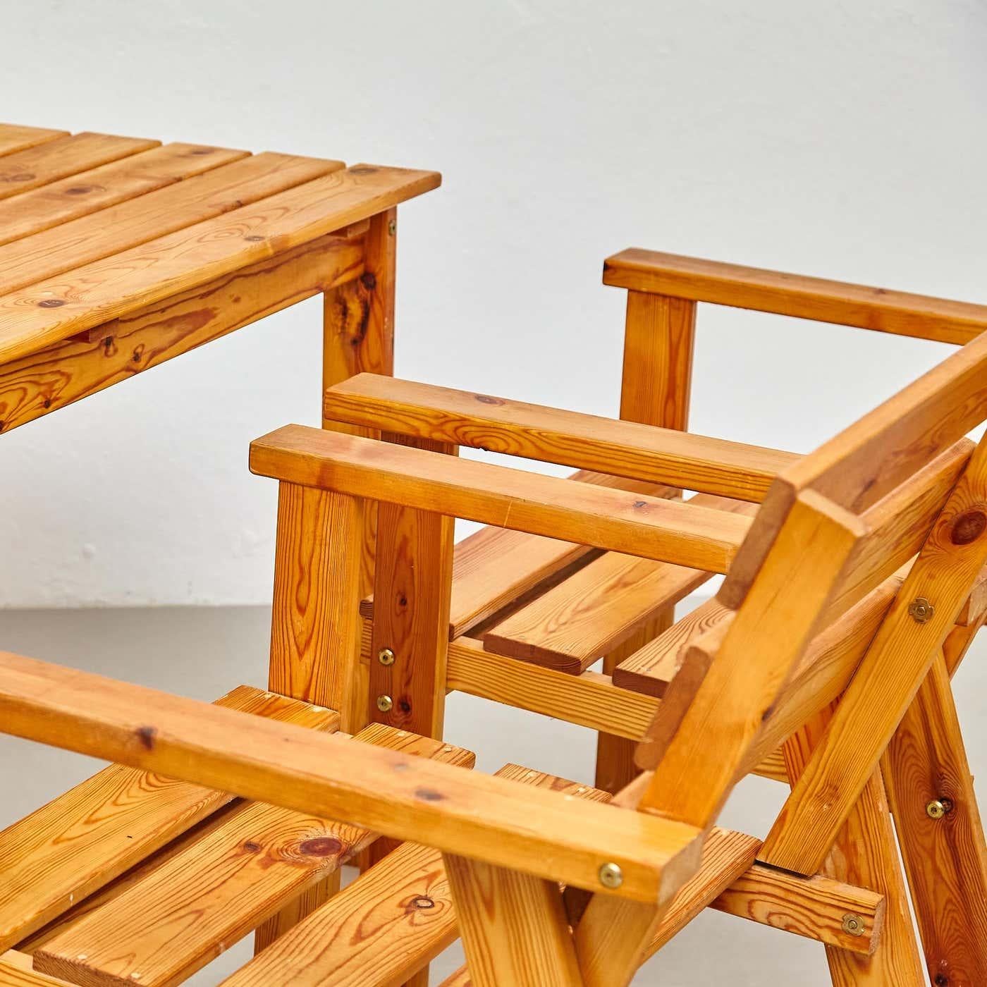 Table de salle à manger en bois français du milieu du siècle (ensemble assorti disponible), circa 1960 en vente 8
