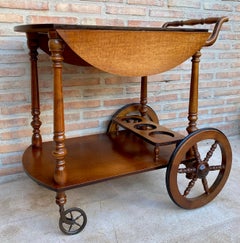 Mid-Century French Wooden Bar Cart Trolley, 1950s