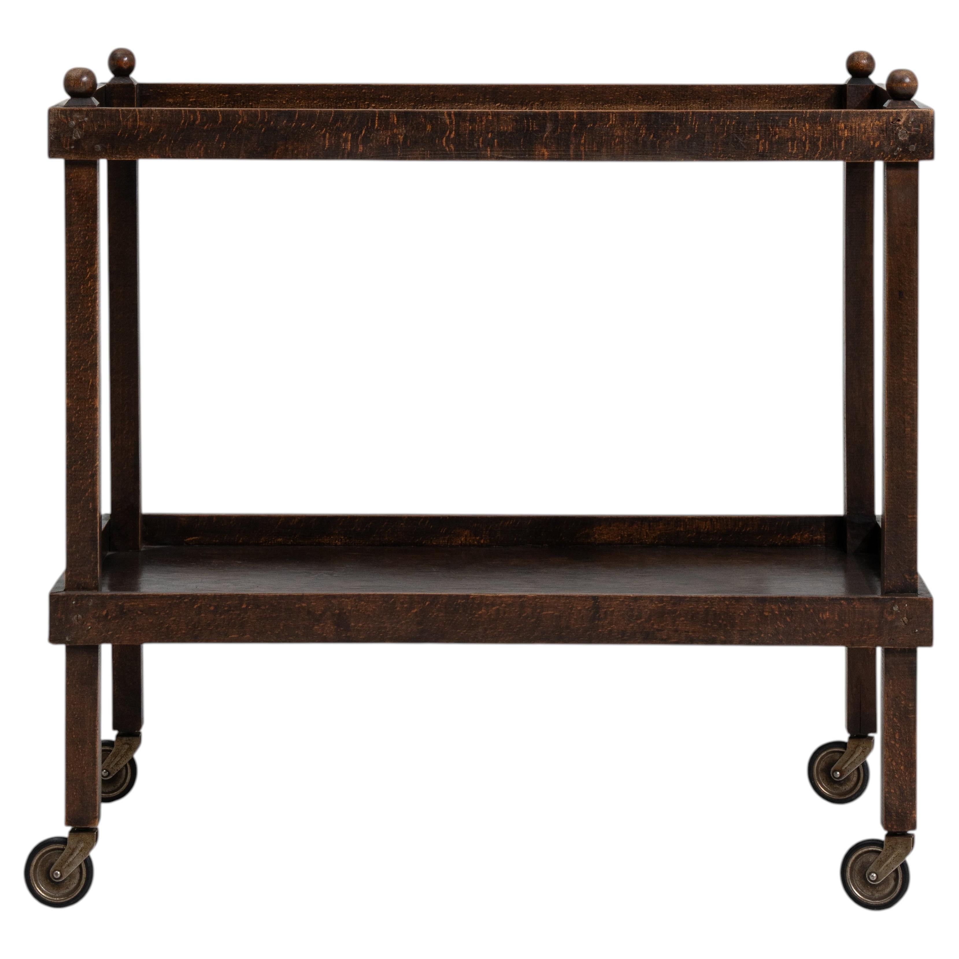 Mid-Century French Wooden Bar Cart with Casters, Circa 1960