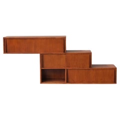Midcentury French Wooden Graduated Shelving