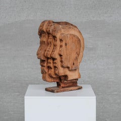 Mid-Century French Wooden Signed Sculpture