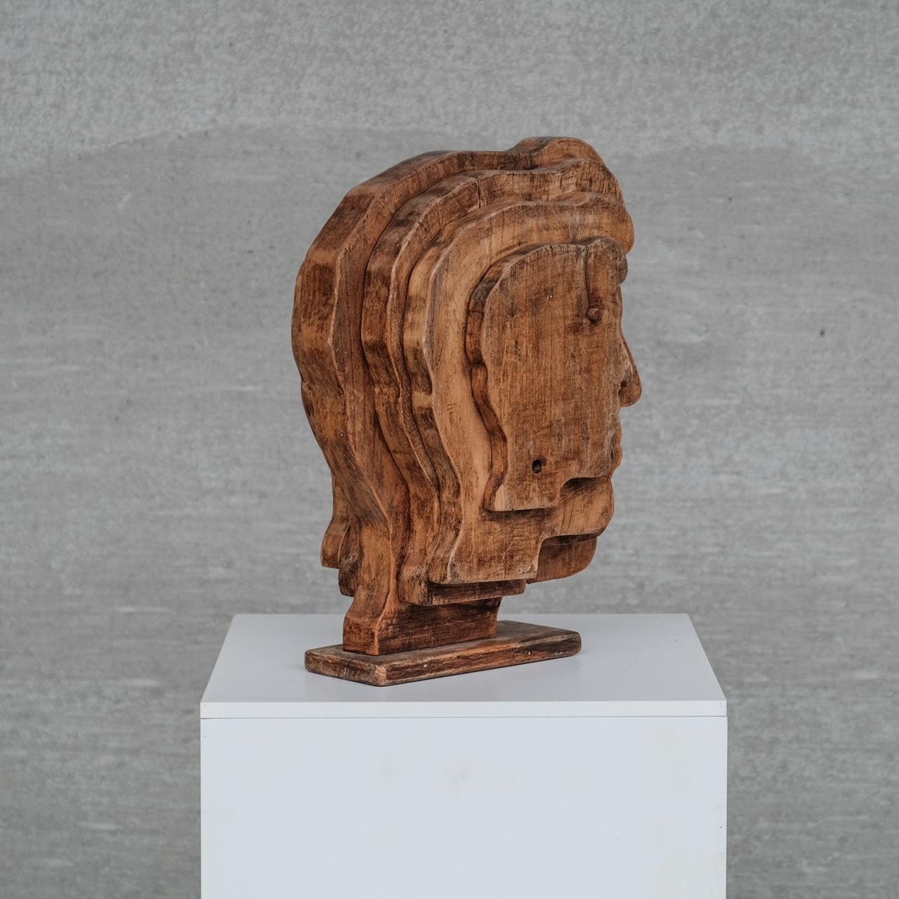 Mid-Century Modern Mid-Century French Wooden Signed Sculpture