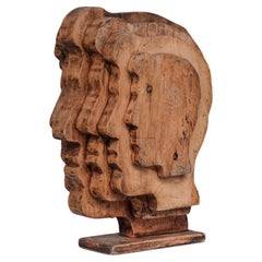Mid-Century French Wooden Signed Sculpture