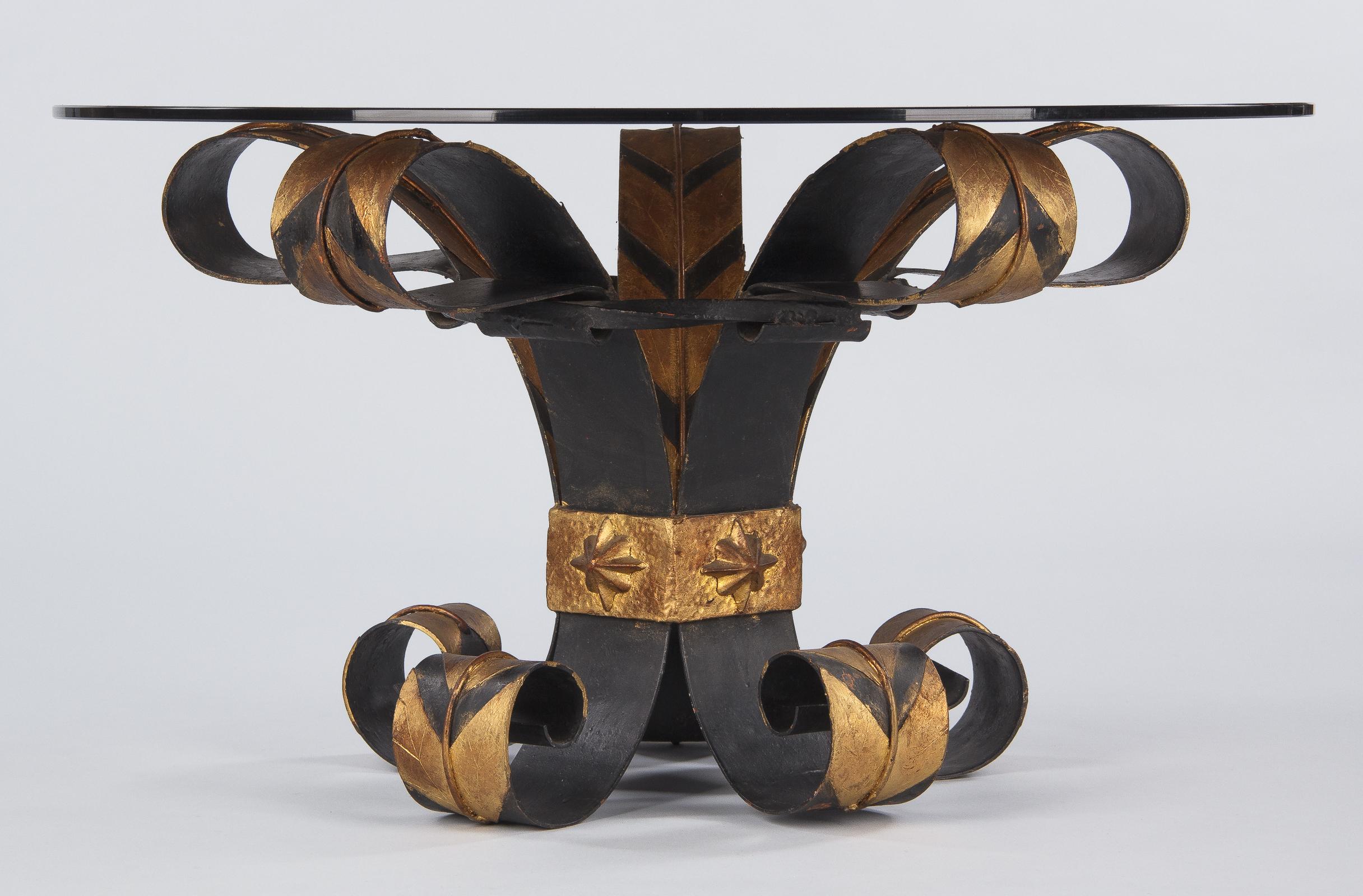 Midcentury French Wrought Iron and Glass Coffee Table, 1960s 8