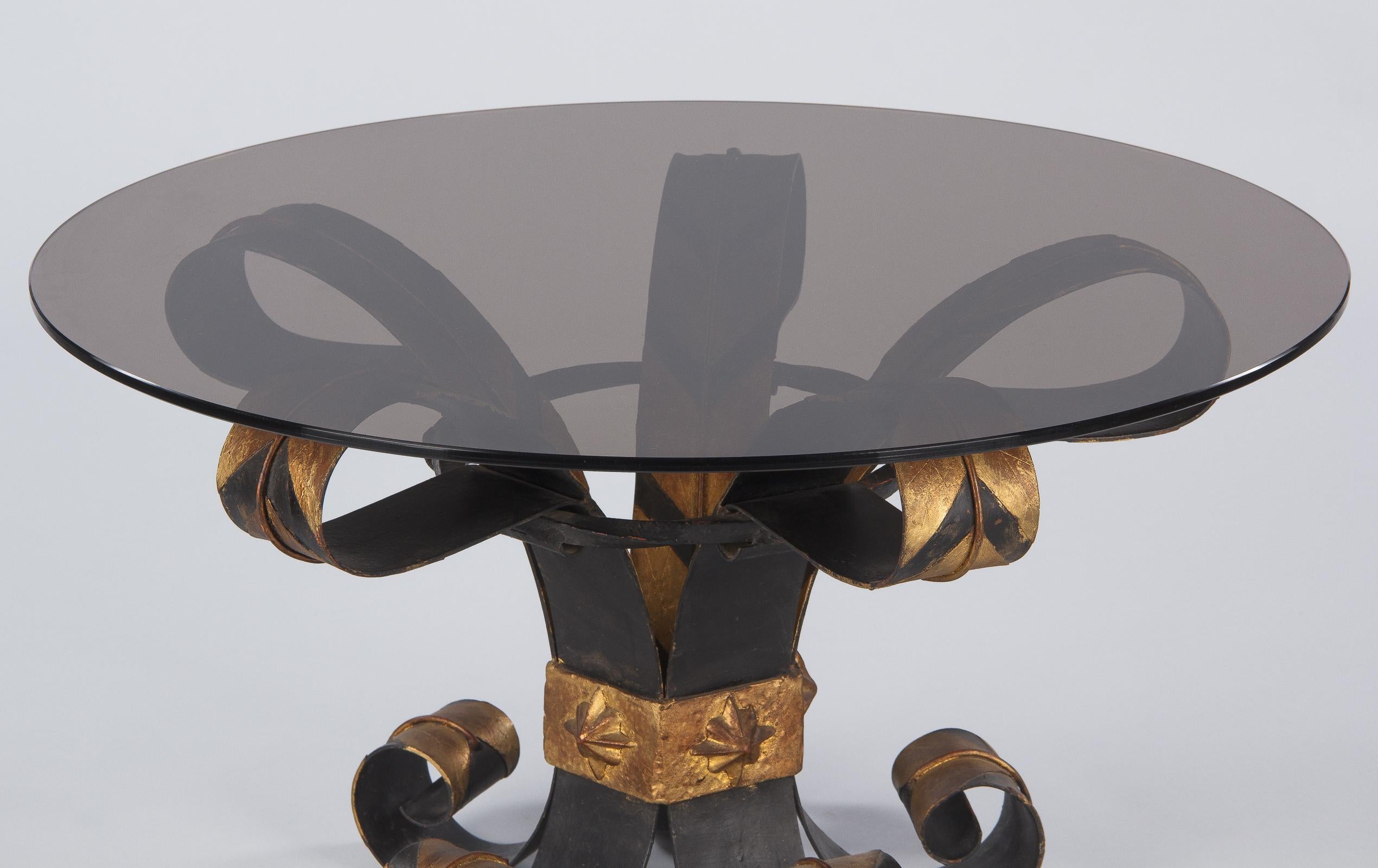 Midcentury French Wrought Iron and Glass Coffee Table, 1960s 9