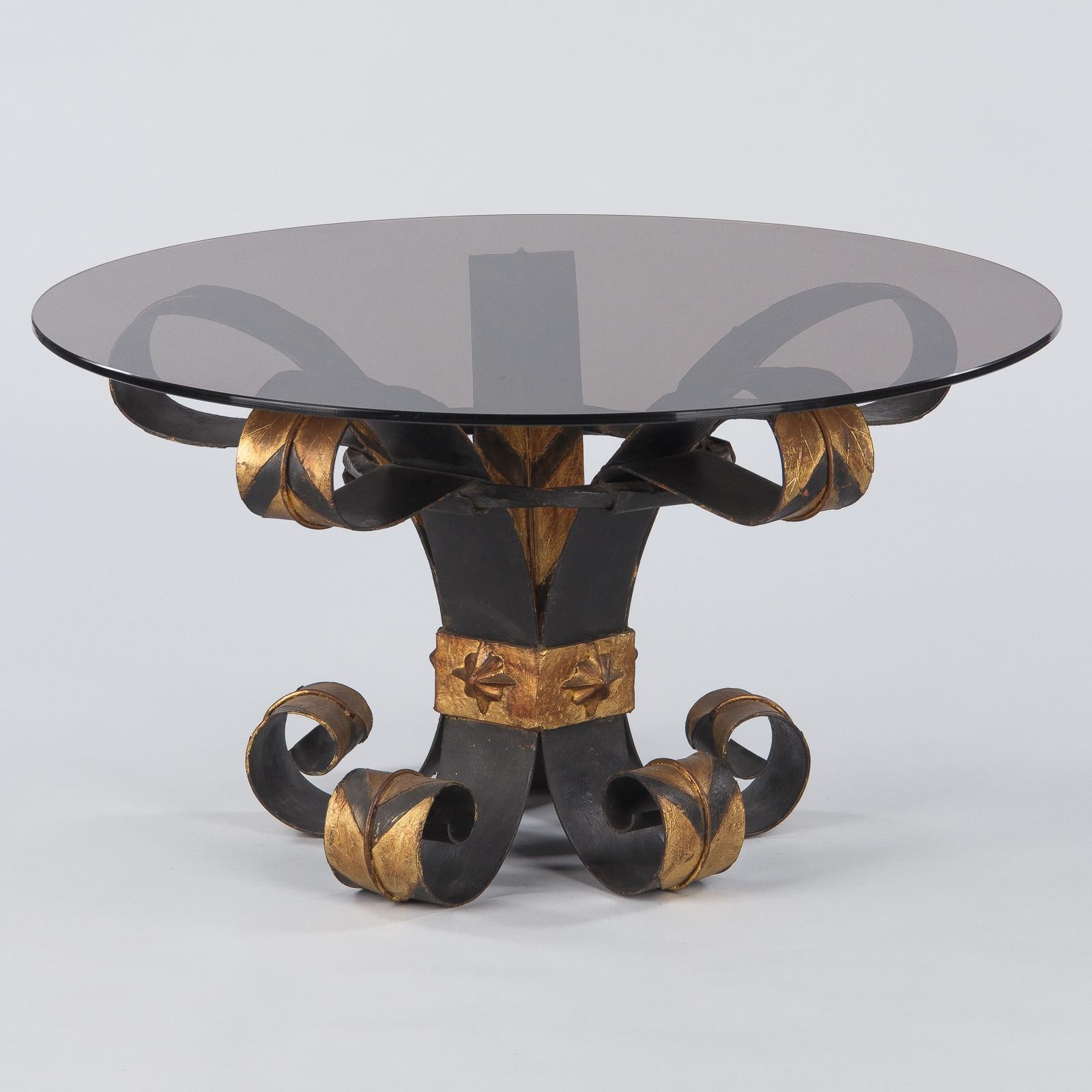 Midcentury French Wrought Iron and Glass Coffee Table, 1960s 14