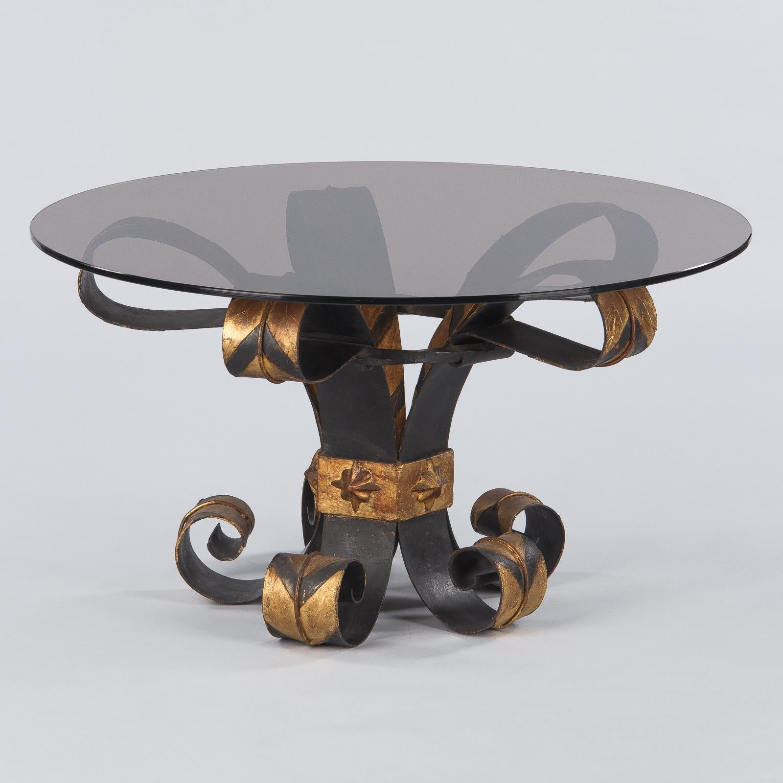 20th Century Midcentury French Wrought Iron and Glass Coffee Table, 1960s