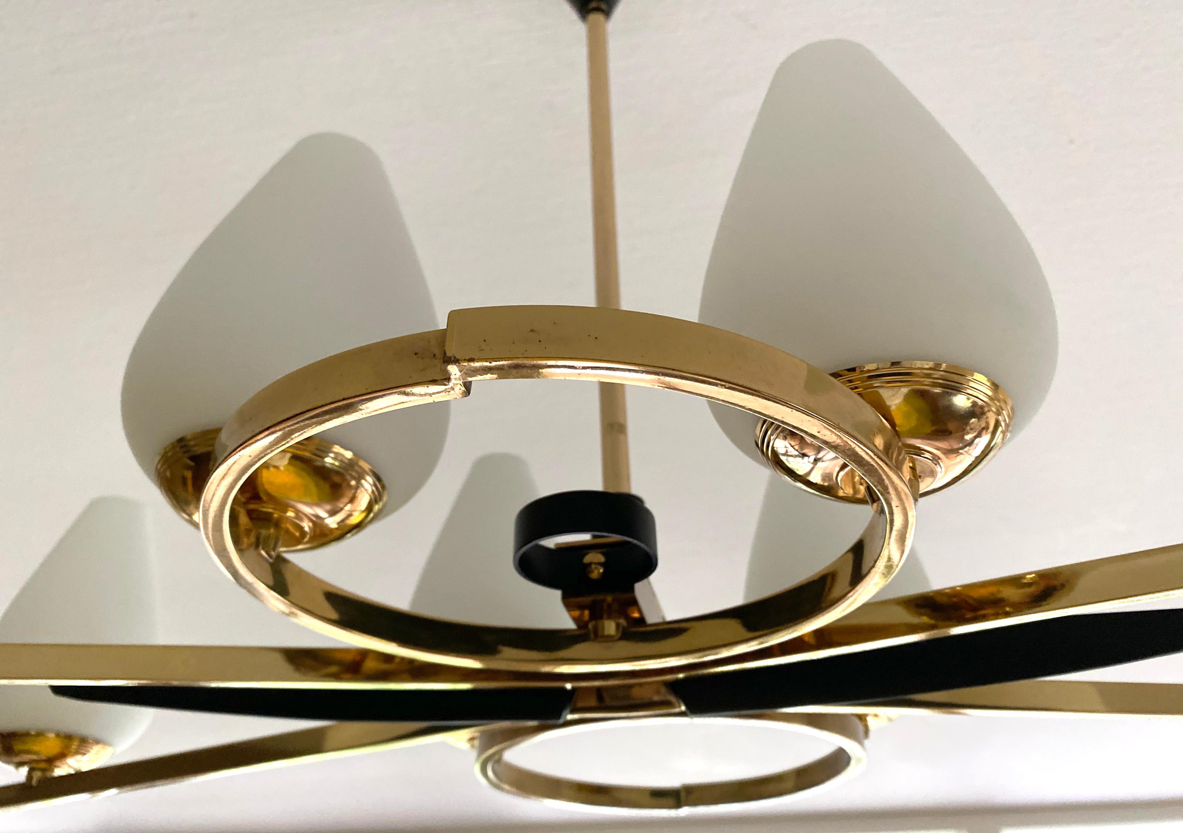 XXL  French Mid Century Pendant Light, Arlus France, Stilnovo Style For Sale 9