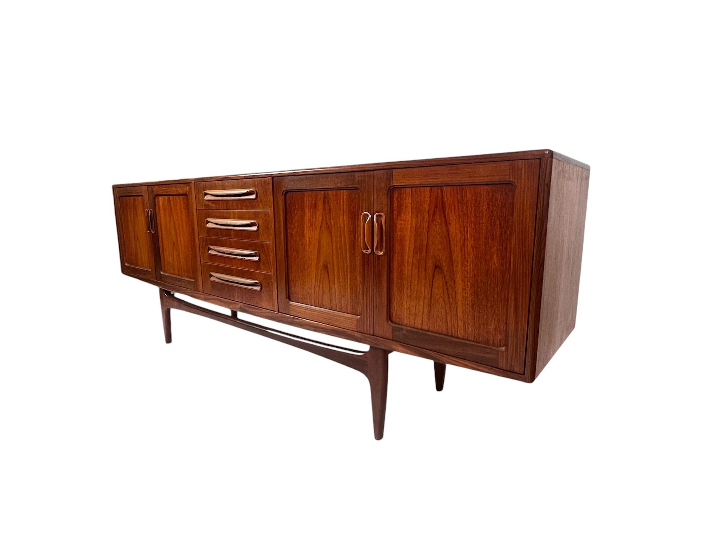 Mid Century Fresco Range Teak Sideboard by G-Plan. Designed by Victor Wilkins in the 1960's. Overall great vintage condition with age appropriate wear.

Measures approximately 84