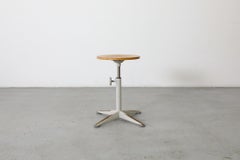 Mid-Century Friso Kramer Adjustable Height Drafting Stool, Blonde Plywood