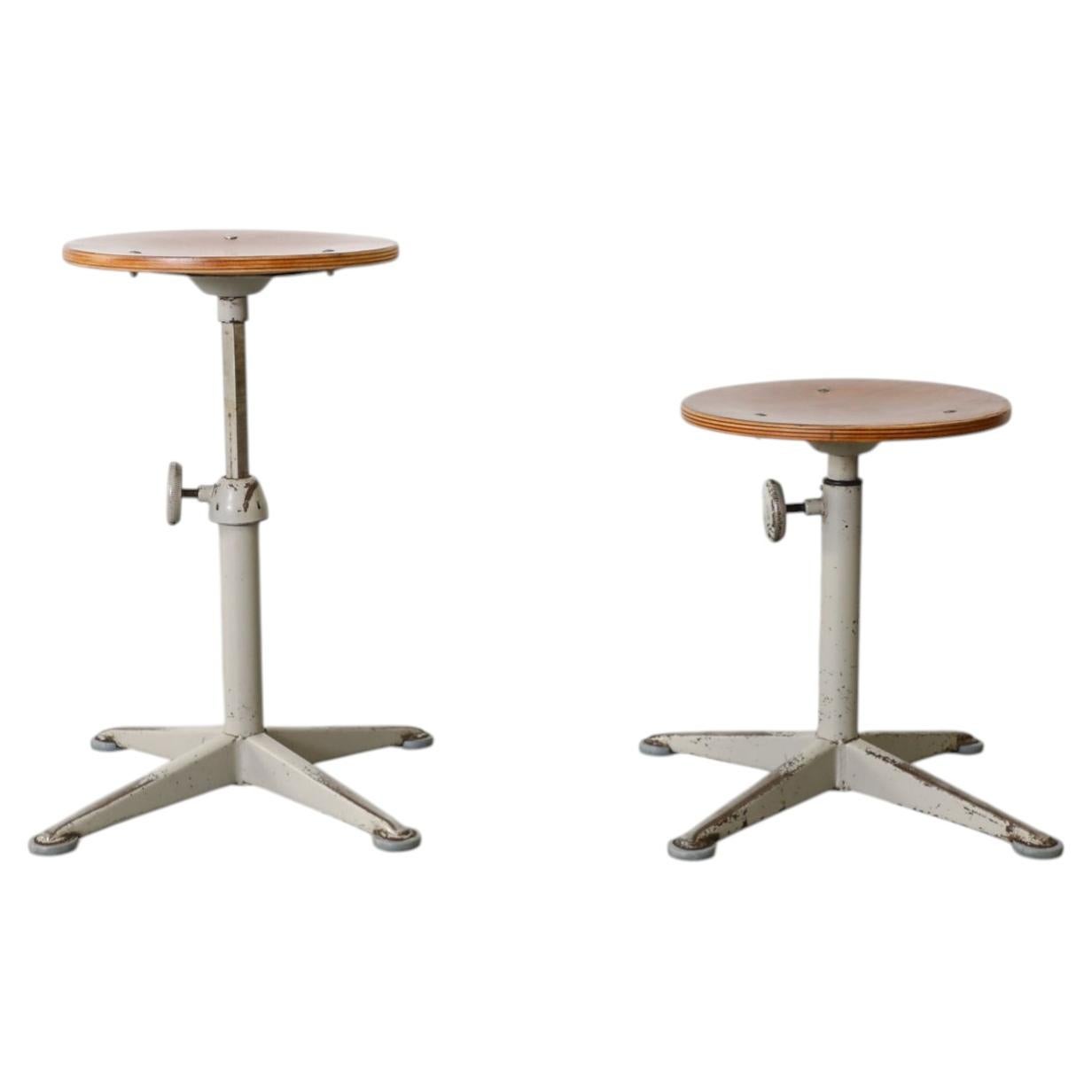 Mid-Century Friso Kramer Adjustable Height Drafting Stool, Blonde Plywood
