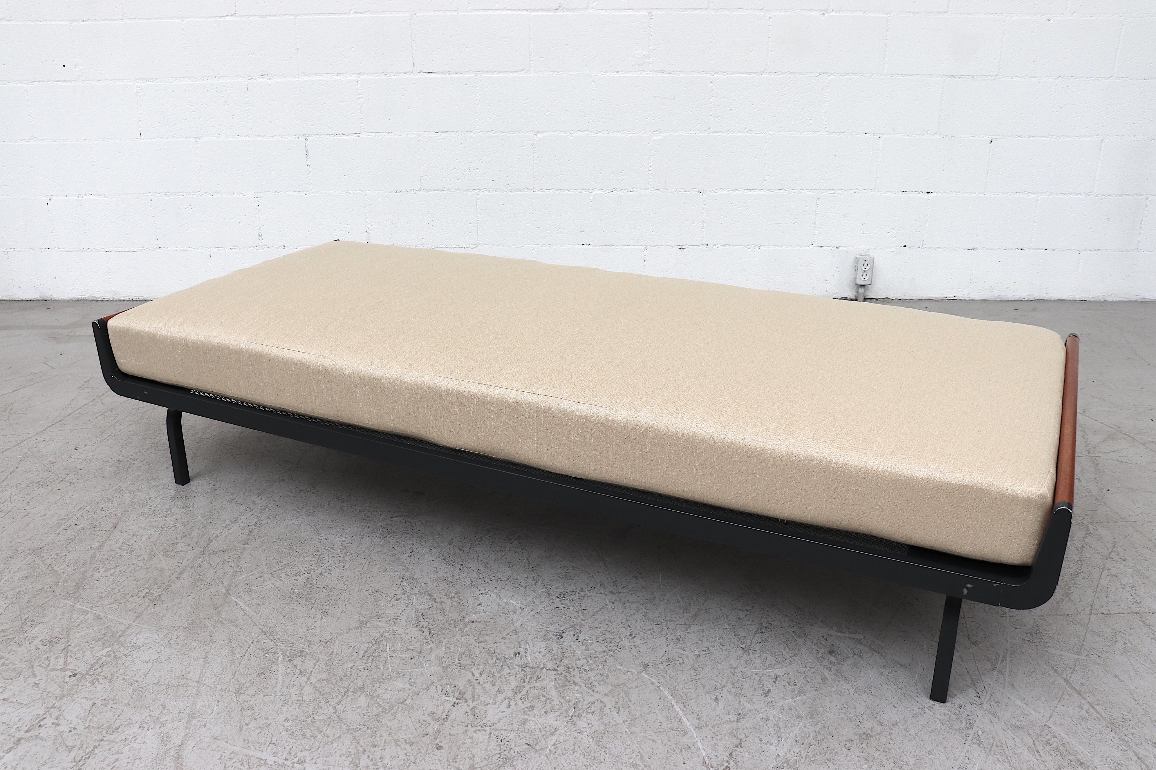 Dutch Mid-century Friso Kramer Inspired Daybed with Teak Ends for Auping