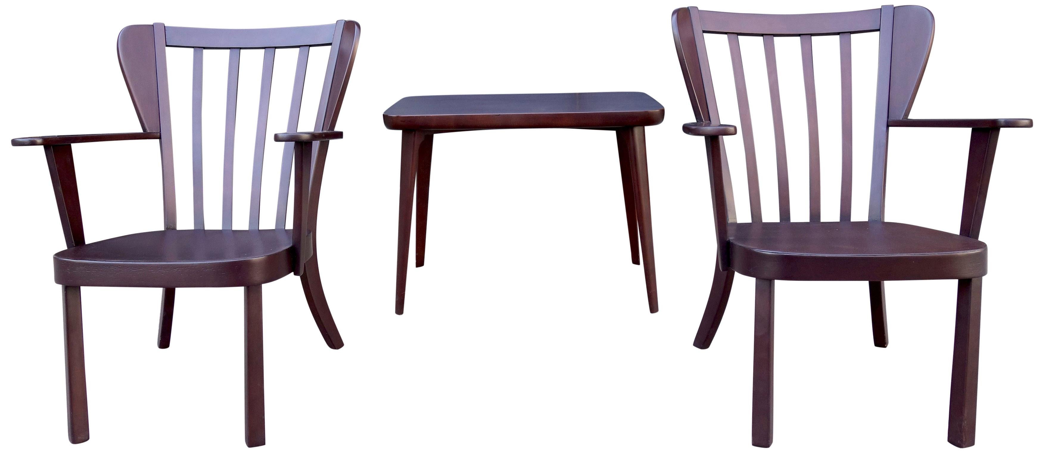 Midcentury Fritz Hansen Side Chairs and Side Table 3