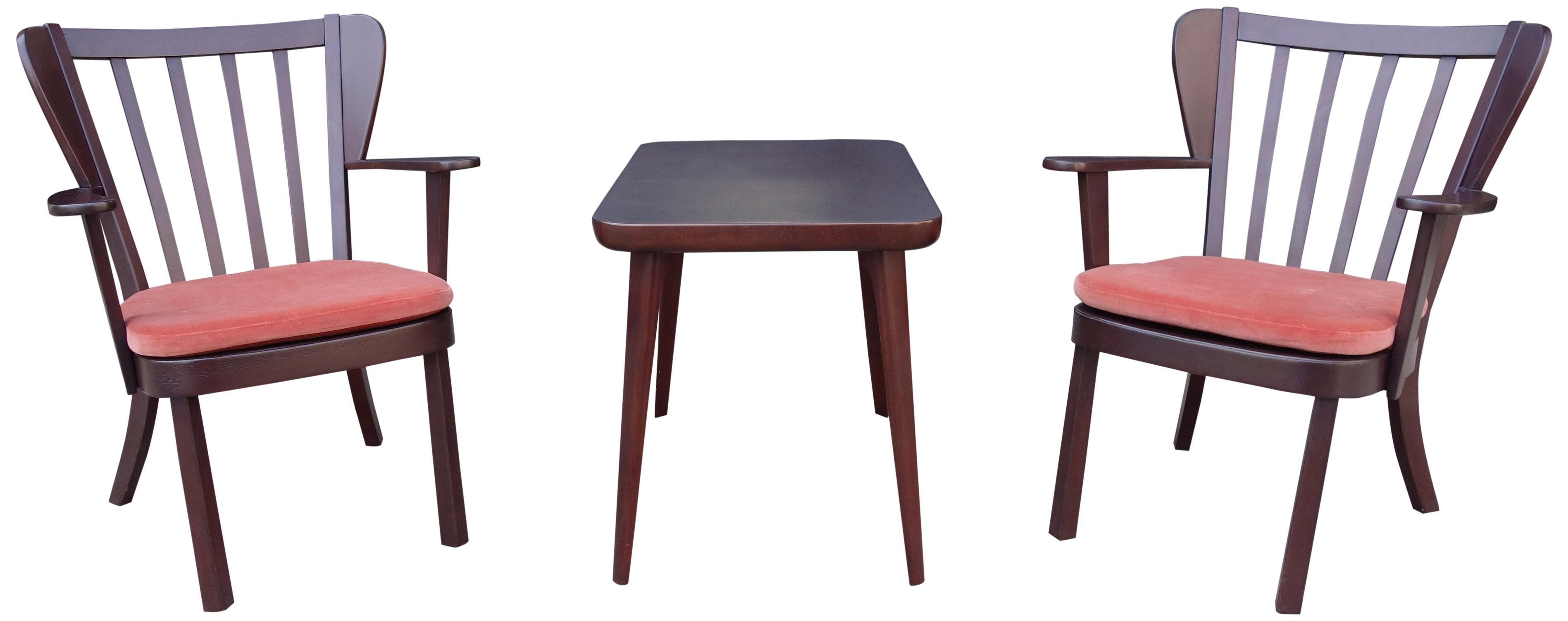 Mid-Century Modern Midcentury Fritz Hansen Side Chairs and Side Table