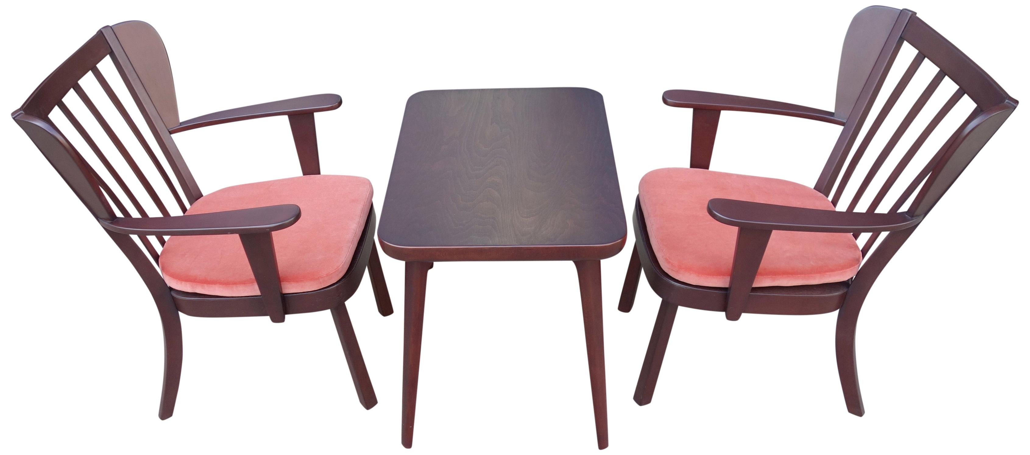 20th Century Midcentury Fritz Hansen Side Chairs and Side Table