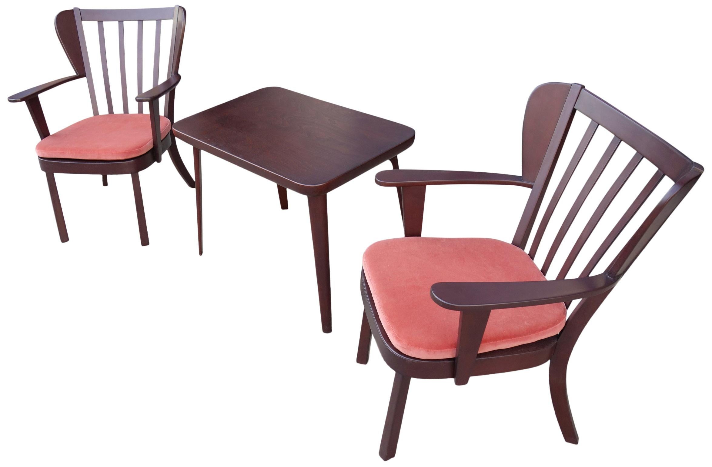 Danish Midcentury Fritz Hansen Side Chairs and Side Table