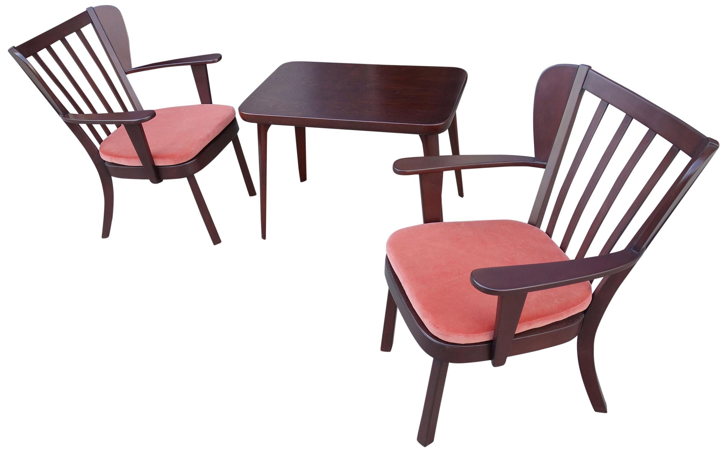 Midcentury Fritz Hansen Side Chairs and Side Table 1